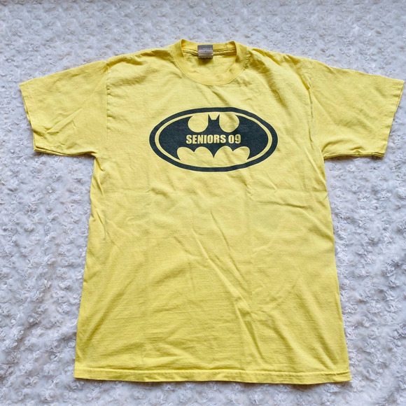 Hanes Beefy Batman Why So Serious Yellow Cotton Tee Shirt Size Medium - Picture 1 of 6